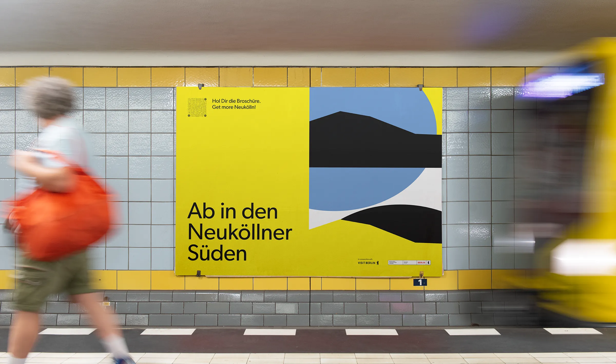 Kampagnenmotiv „Ab in den Neuköllner Süden“ in der U-Bahn