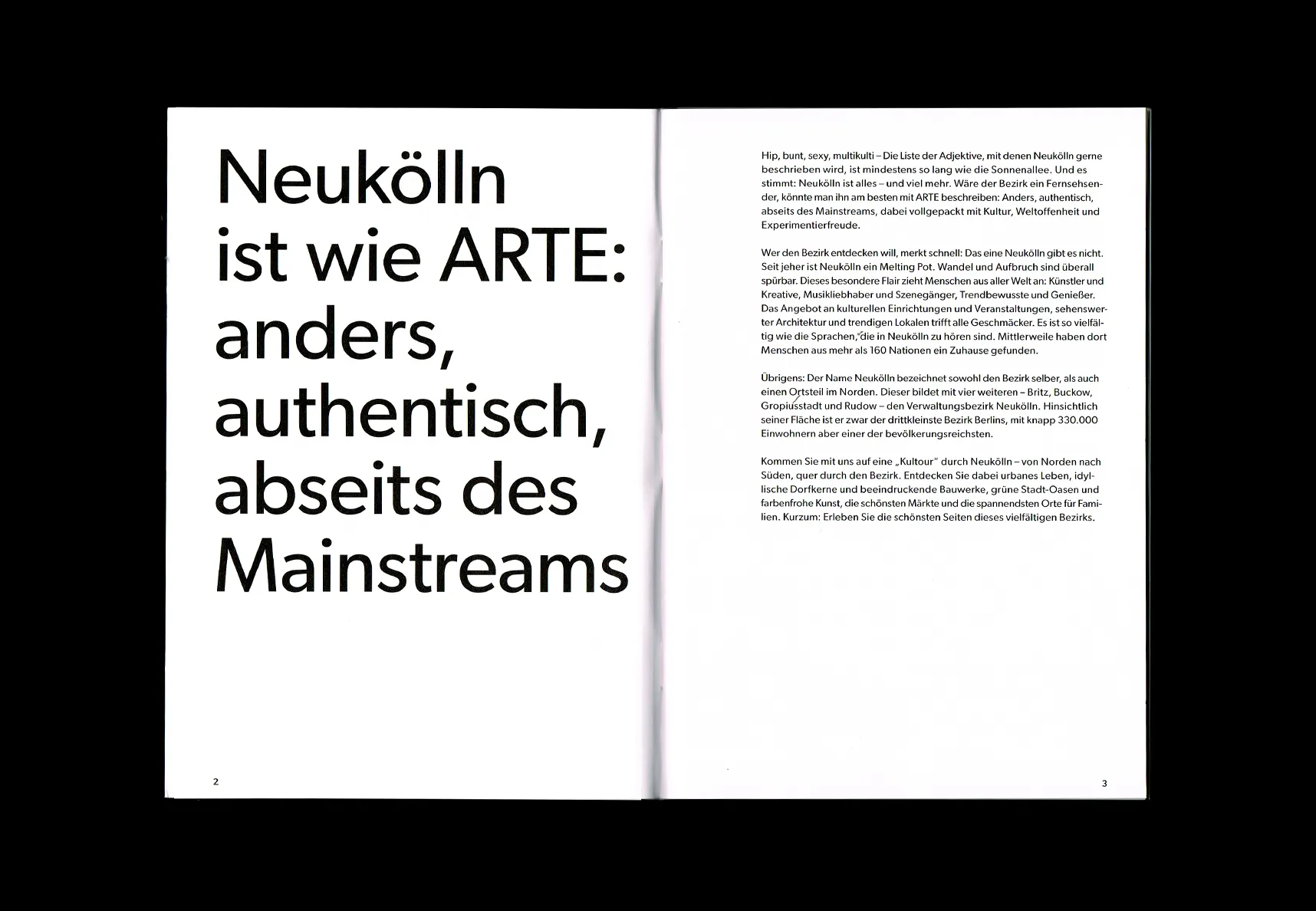 Neukölln Guide — Doppelseite „Neukölln ist wie ARTE“