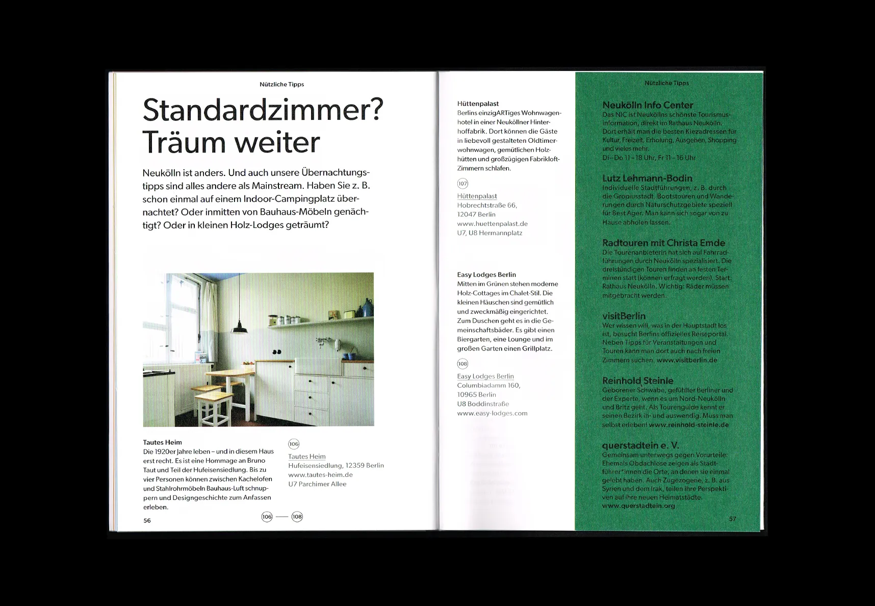 Neukölln Guide — Doppelseite „Standardzimmer? Träum weiter“