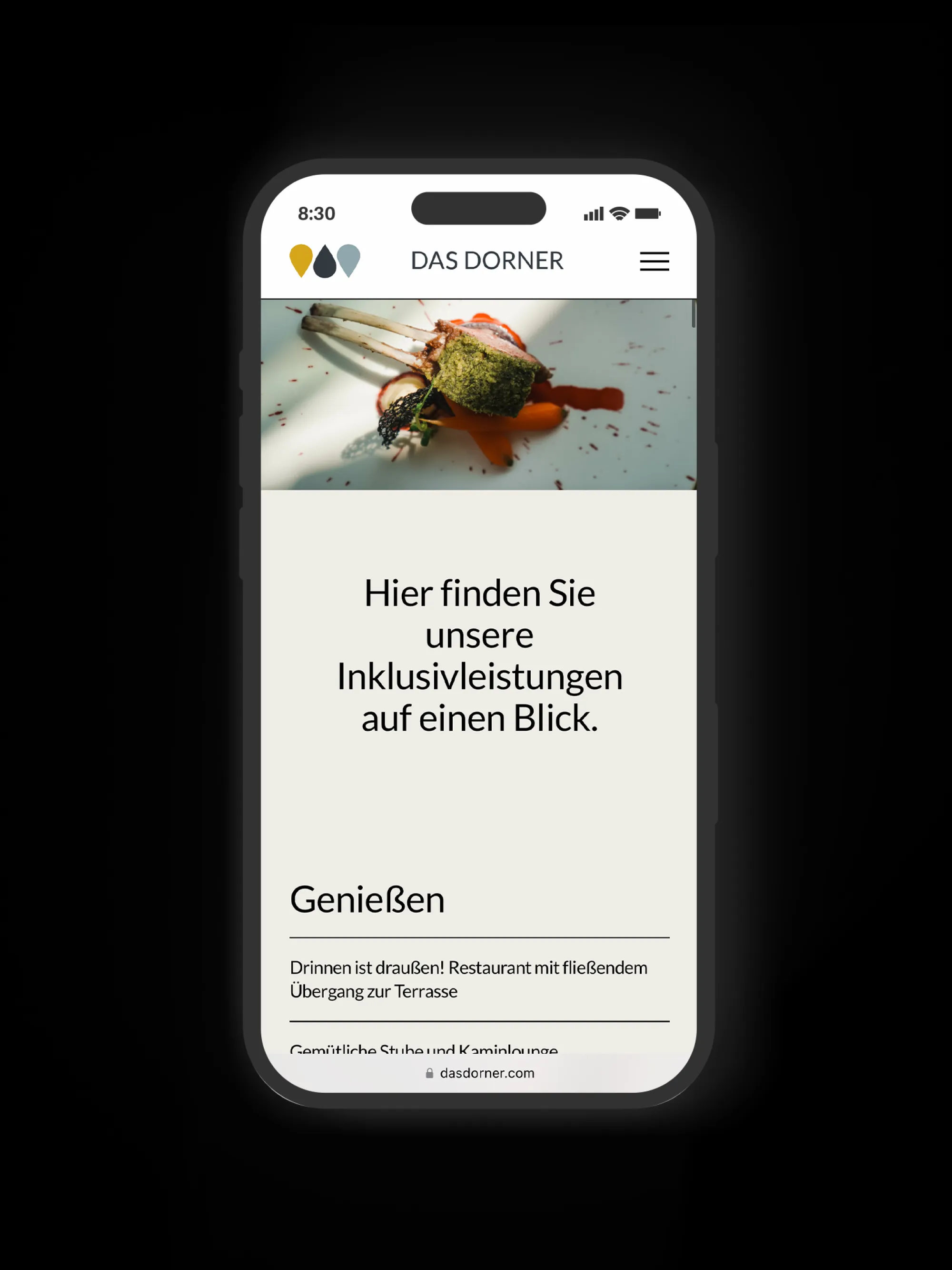 Die mobile Das-Dorner-Website auf dem iPhone