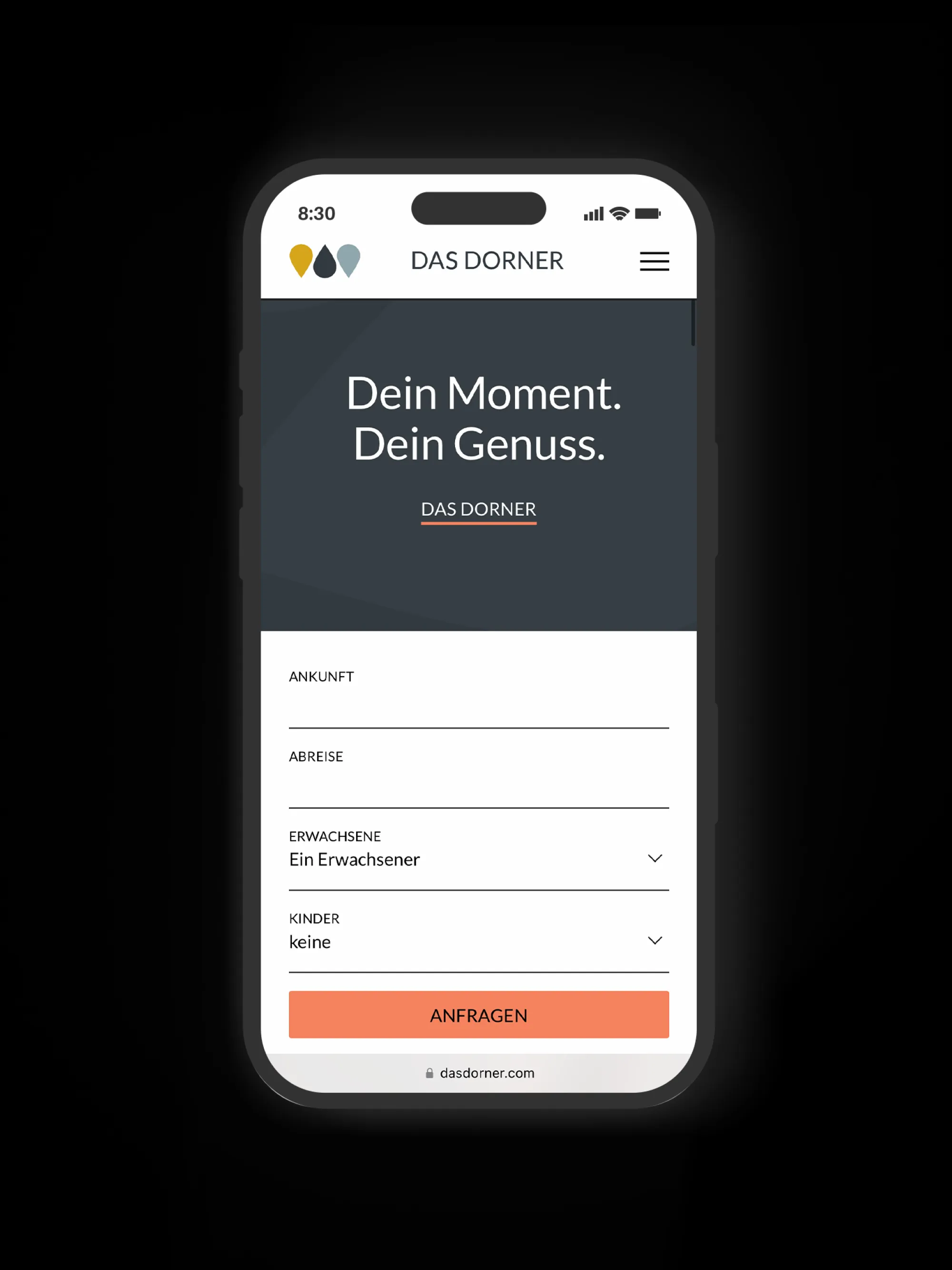 Die mobile Das-Dorner-Website auf dem iPhone