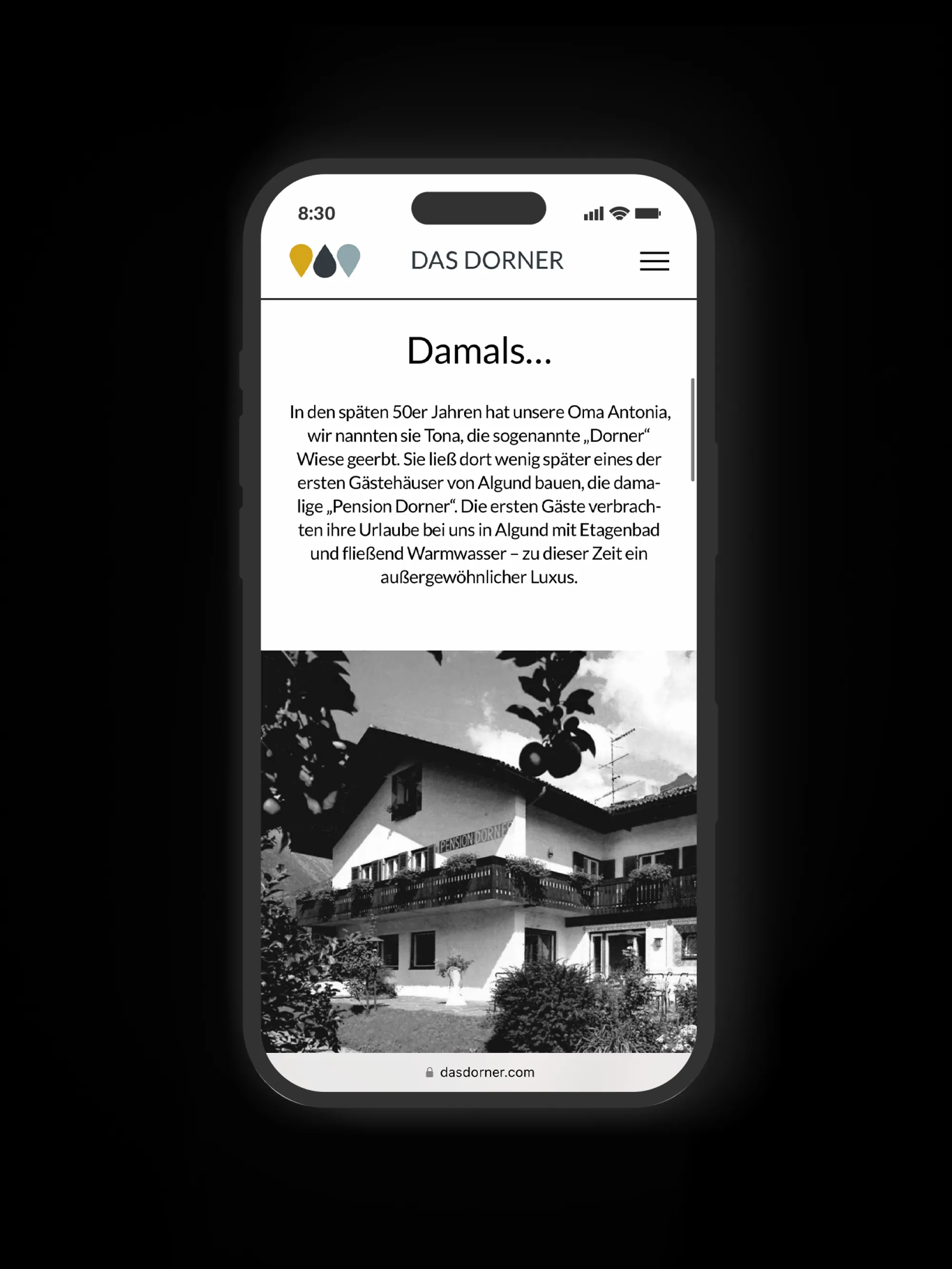 Die mobile Das-Dorner-Website auf dem iPhone