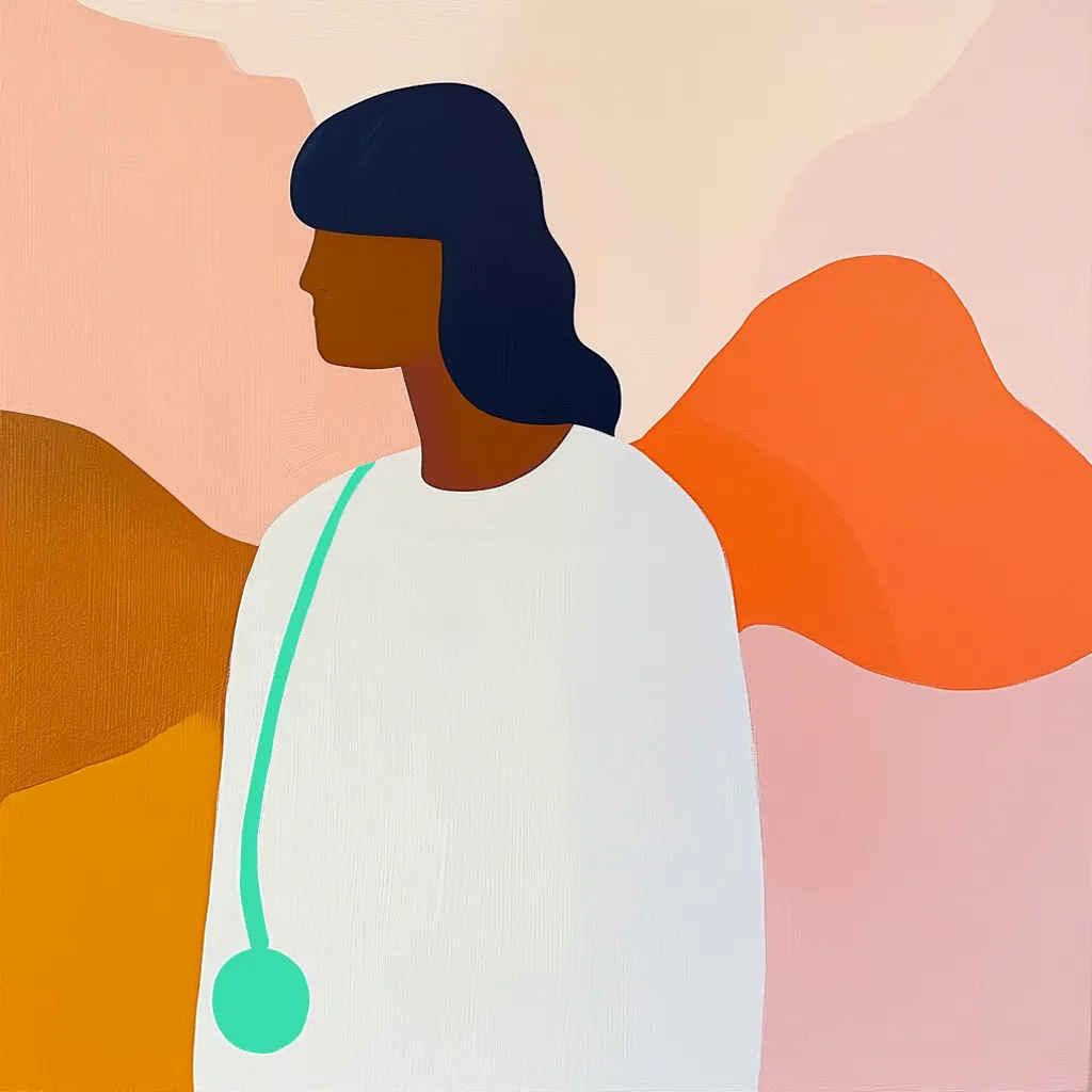 KI-Illustration Krankenversicherung – Frau mit türkiser Kette