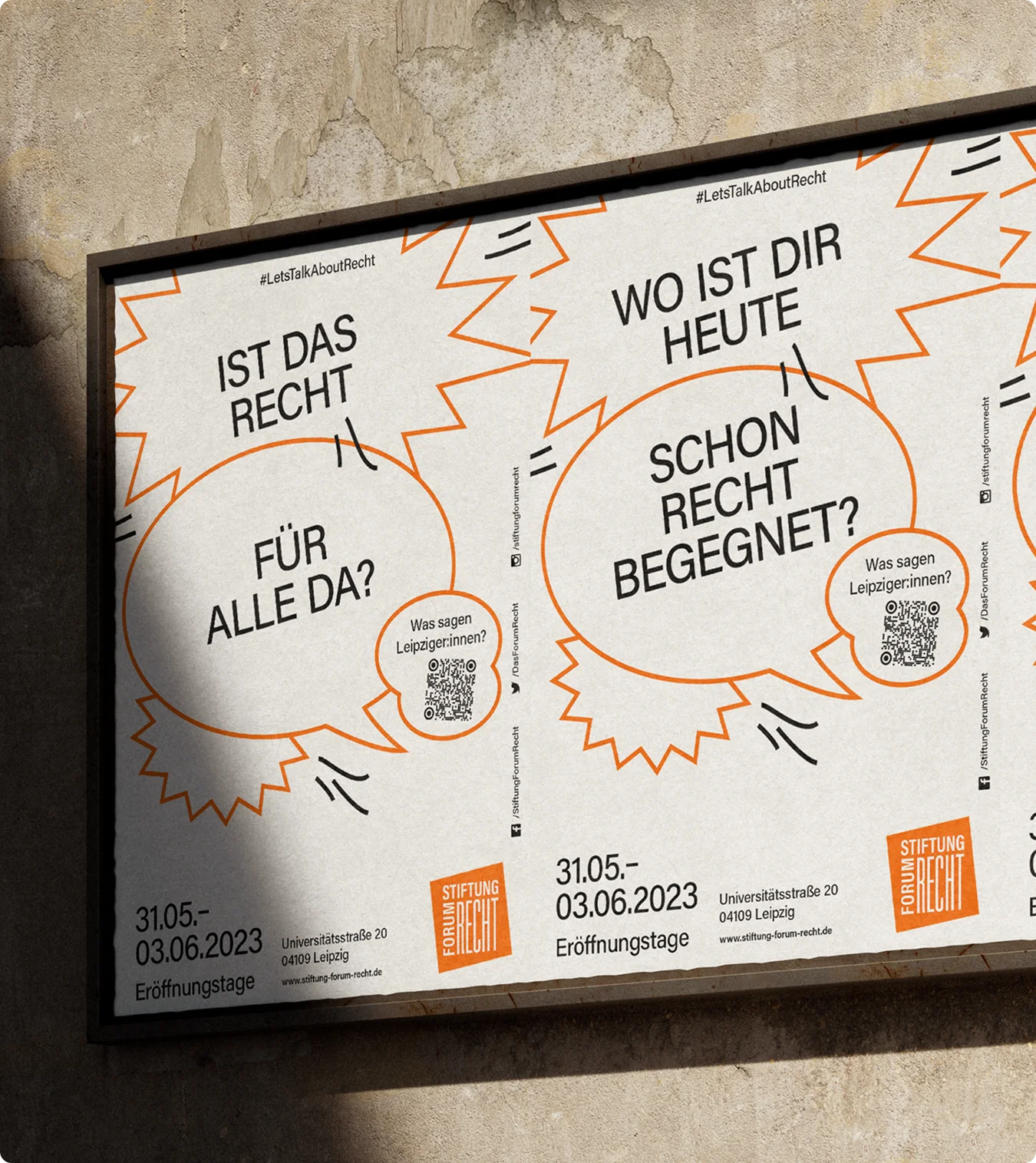 Orangefarbene Stofftasche der Stiftung Forum Recht